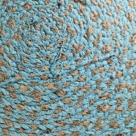 set of 4 Braided Placemats Naturally Danny Seo Round 15" Turquoise Jute Blend - Picture 6 of 7